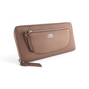 Vince Camuto Women's Continental Zip Around Leather Wallet Muted Mauve Textured